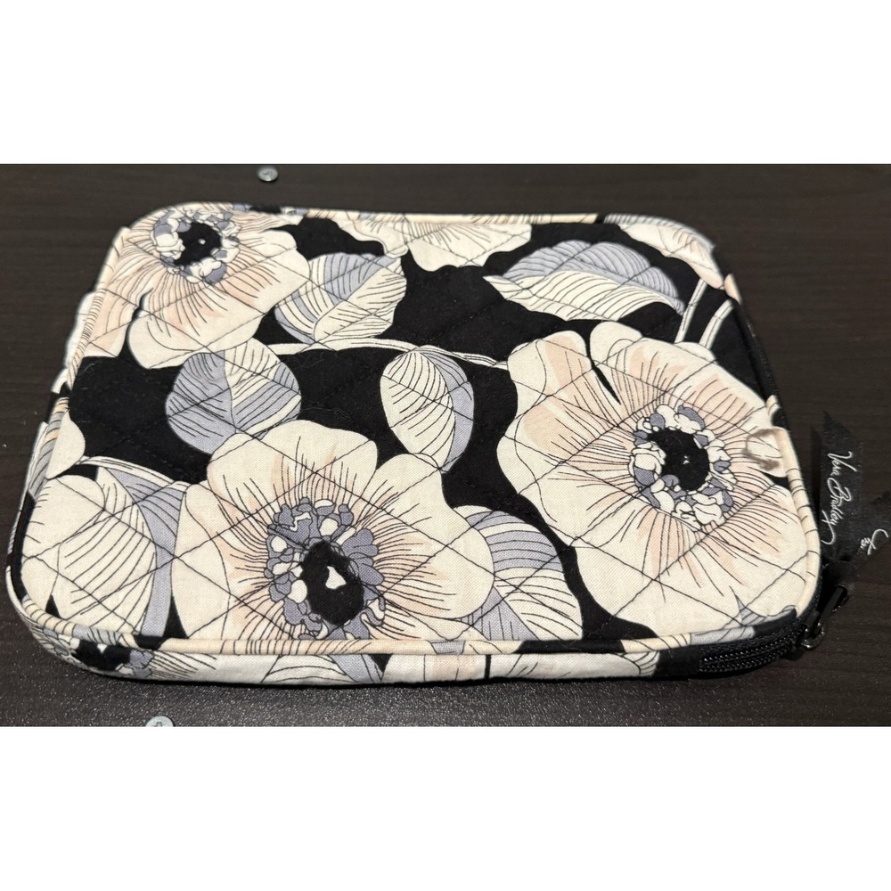 Vera Bradley Quilted Fabric 8" Cosmetic Bag Retired Camellia Floral Pattern